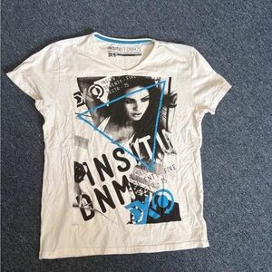 Graphic Print T-Shirt - White and Blue